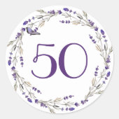 Sticker Rond Couronne de Lavande pour 50e Anniversaire (Devant)