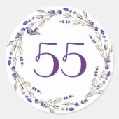 Sticker Rond Couronne de lavande pour 55e anniversaire (Devant)
