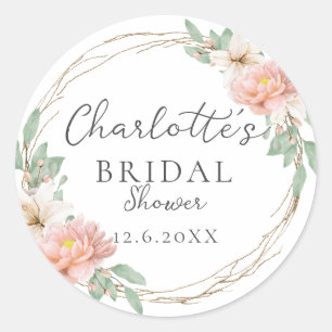 Sticker Rond Couronne de mariage bohème à l'aquarelle moderne