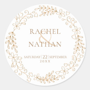 Sticker Rond Couronne de mariage élégante de fleurs de laurier
