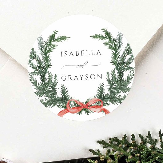 Sticker Rond Couronne de mariage Evergreen Pine