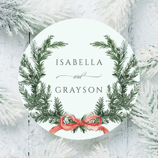 Sticker Rond Couronne de mariage Evergreen Pine vert menthe