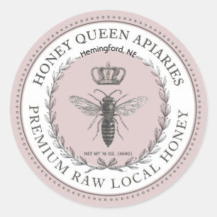 Sticker Rond Couronne de miel de la Reine Bee Bee Bordure point