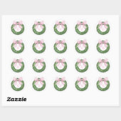 Sticker Rond Couronne de monogramme avec En vichy rose (Feuille)
