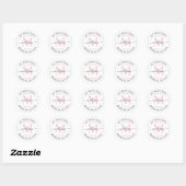 Sticker Rond Couronne de monogramme rose blush élégant Adresse  (Feuille)