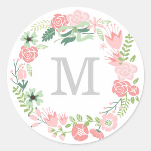 Sticker Rond Couronne de monogramme Sceau d'enveloppe