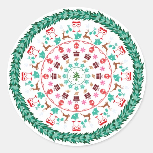Sticker Rond Couronne de Noël (Devant)
