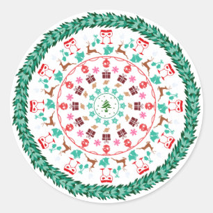 Sticker Rond Couronne de Noël