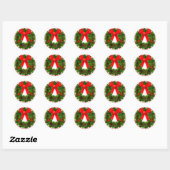 Sticker Rond Couronne de Noël avec cabot (Feuille)