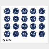 Sticker Rond Couronne de Noël bleue (Feuille)