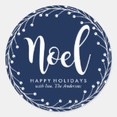 Sticker Rond Couronne de Noël bleue (Devant)