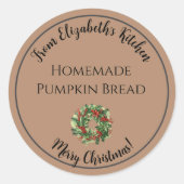 Sticker Rond Couronne de Noël Cadeau Alimentaire Maison Marron (Devant)