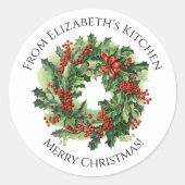 Sticker Rond Couronne de Noël Cadeau de nourriture fait maison  (Devant)