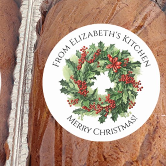 Sticker Rond Couronne de Noël Cadeau de nourriture fait maison 