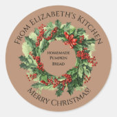 Sticker Rond Couronne de Noël Cadeau de Nourriture Maison Marro (Devant)