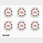 Sticker Rond Couronne de Noël Charm Rouge Blanc Poinsettia (Feuille)