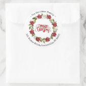 Sticker Rond Couronne de Noël Charm Rouge Blanc Poinsettia (Sac)