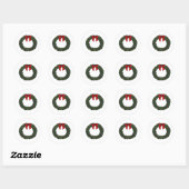 Sticker Rond Couronne de Noël Classique (Feuille)