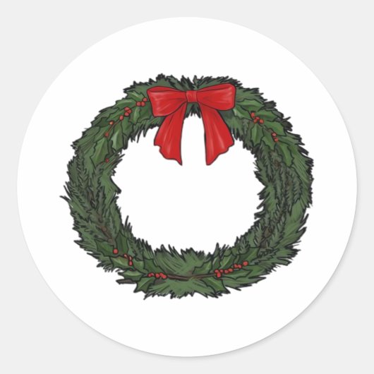 Sticker Rond Couronne de Noël Classique (Devant)