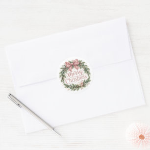 Sticker Rond Couronne de Noël Coquette Rose Pinkmas