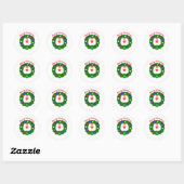 Sticker Rond Couronne de Noël de coeurs (Feuille)