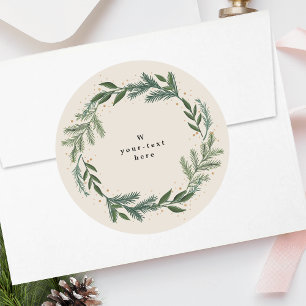 Sticker Rond Couronne de Noël élégante en pin classique
