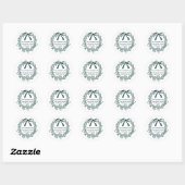 Sticker Rond Couronne de Noël en pin vert rustique avec adresse (Feuille)
