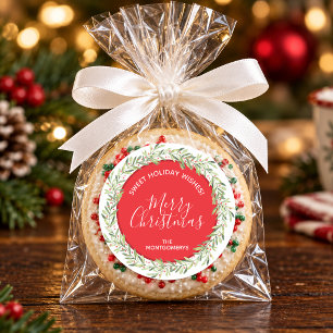 Sticker Rond Couronne de Noël fait maison pour la fête de Noël