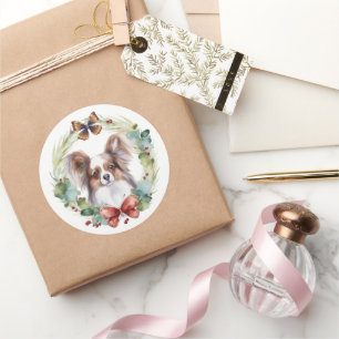 Sticker Rond Couronne de Noël festive Papillon