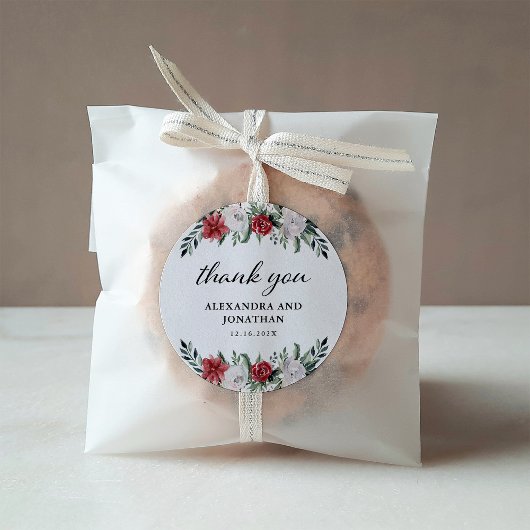 Sticker Rond Couronne de Noël | Floral Holiday Mariage Classic