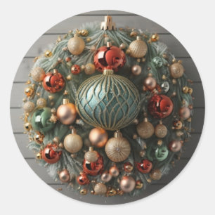 Sticker Rond Couronne de Noël Garland