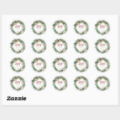 Sticker Rond Couronne de Noël Joy écrite à la main (Feuille)