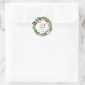 Sticker Rond Couronne de Noël Joy écrite à la main (Sac)