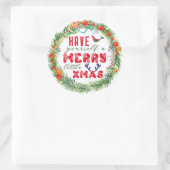 Sticker Rond Couronne de Noël Joyeux Noël (Sac)