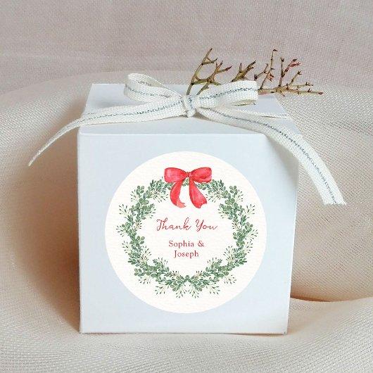 Sticker Rond Couronne de Noël | Mariage de vacances Whimsical