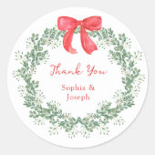 Sticker Rond Couronne de Noël | Mariage de vacances Whimsical (Devant)