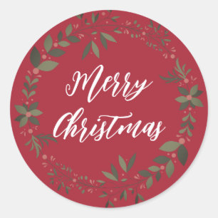 Sticker Rond Couronne de Noël personnalisée Joyeux Noël Clas