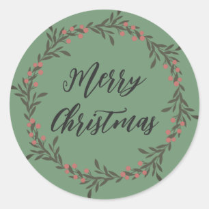Sticker Rond Couronne de Noël personnalisée Joyeux Noël Classe