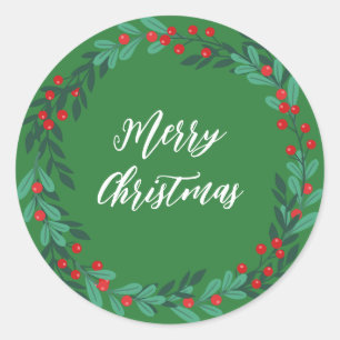 Sticker Rond Couronne de Noël personnalisée Joyeux Noël Classe