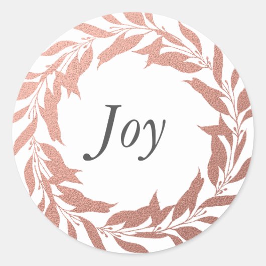 Sticker Rond Couronne de Noël Rose Gold Joy (Devant)