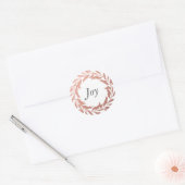 Sticker Rond Couronne de Noël Rose Gold Joy (Enveloppe)