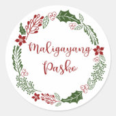 Sticker Rond Couronne de Noël Tagalog, Maligayang Pasko (Devant)