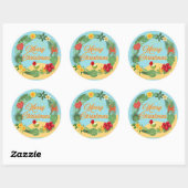 Sticker Rond Couronne de Noël tropicale (Feuille)