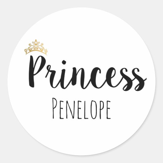 Sticker Rond Couronne de police de script noir Princess (Devant)