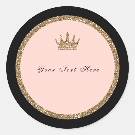 Sticker Rond Couronne de princesse 16 ans sucrée noir et paille (Devant)
