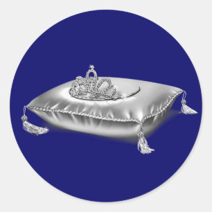 Sticker Rond Couronne de Princesse Argentée