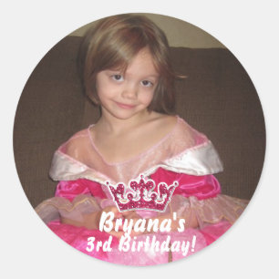 Sticker Rond Couronne de princesse royale scintillante rose PHO