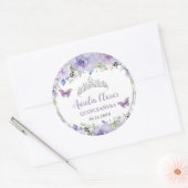 Sticker Rond Couronne de Quinceañera à fleurs de lilas violet a (Enveloppe)