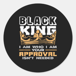 Sticker Rond Couronne de roi noir Je suis qui je suis Mois de l