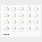 Sticker Rond Couronne de shower de mariage fleurs roses (Feuille)